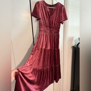 Elegant Burgundy Velvet Dress